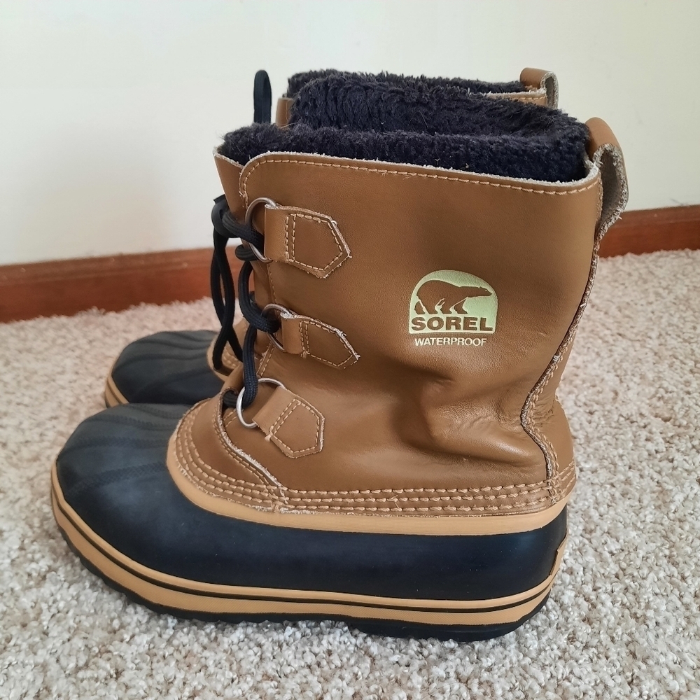 Sorel Tan Leather Waterproof Winter Snow Boots With Liners NY1443-259 Size 5 - Picture 8 of 13